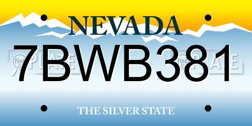 7BWB381 Nevada License Plate