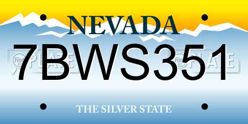7BWS351 Nevada License Plate