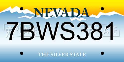 7BWS381 Nevada License Plate