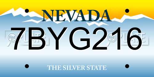 7BYG216 Nevada License Plate