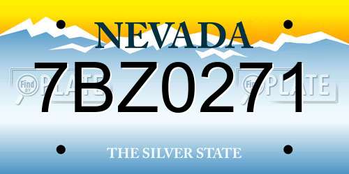 7BZ0271 Nevada License Plate