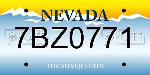 7BZ0771 Nevada License Plate