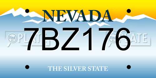 7BZ176 Nevada License Plate