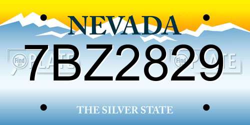7BZ2829 Nevada License Plate