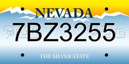 7BZ3255 Nevada License Plate