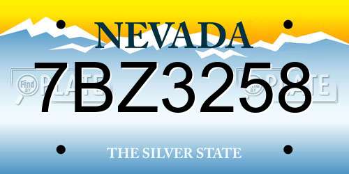 7BZ3258 Nevada License Plate