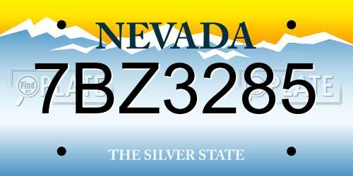 7BZ3285 Nevada License Plate