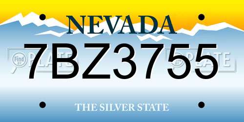 7BZ3755 Nevada License Plate
