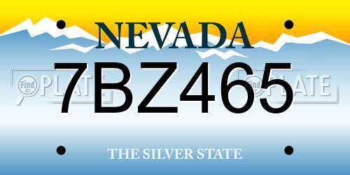 7BZ465 Nevada License Plate