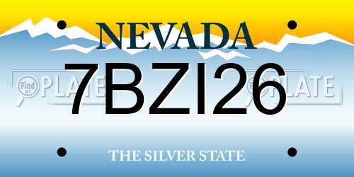 7BZI26 Nevada License Plate