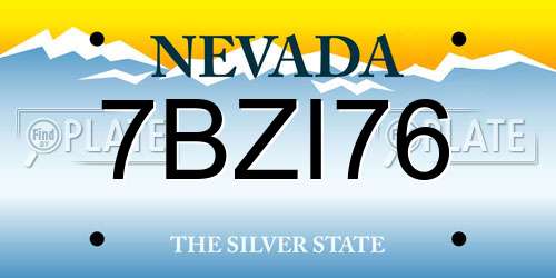 7BZI76 Nevada License Plate