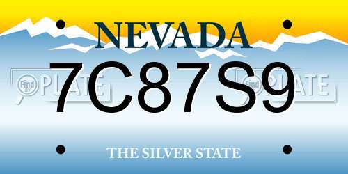 7C87S9 Nevada License Plate