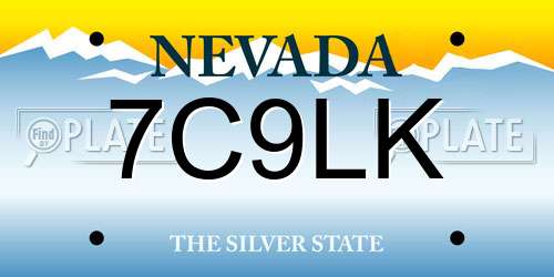 7C9LK Nevada License Plate