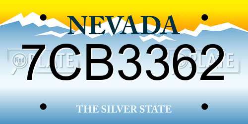 7CB3362 Nevada License Plate