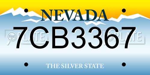 7CB3367 Nevada License Plate