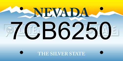 7CB6250 Nevada License Plate