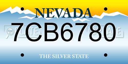 7CB6780 Nevada License Plate