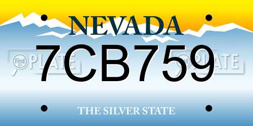 7CB759 Nevada License Plate