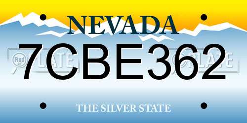 7CBE362 Nevada License Plate