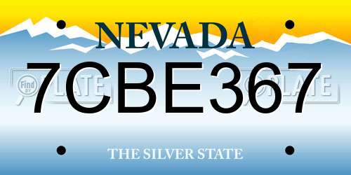 7CBE367 Nevada License Plate