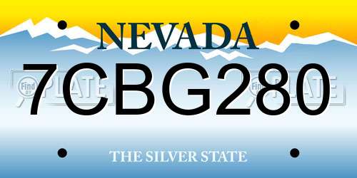 7CBG280 Nevada License Plate