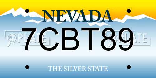 7CBT89 Nevada License Plate