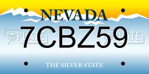7CBZ59 Nevada License Plate