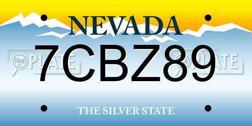 7CBZ89 Nevada License Plate