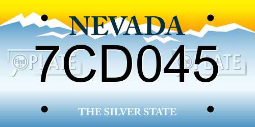7CD045 Nevada License Plate