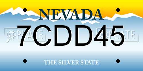 7CDD45 Nevada License Plate