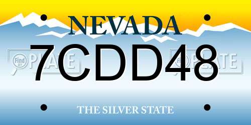 7CDD48 Nevada License Plate