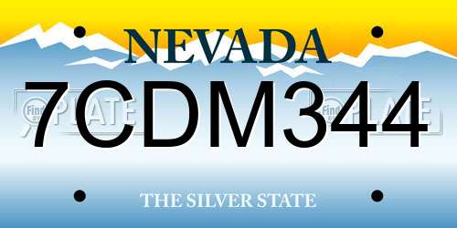 7CDM344 Nevada License Plate