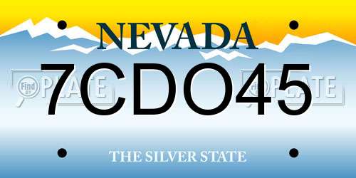 7CDO45 Nevada License Plate