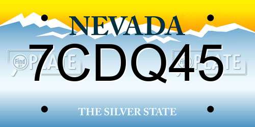 7CDQ45 Nevada License Plate