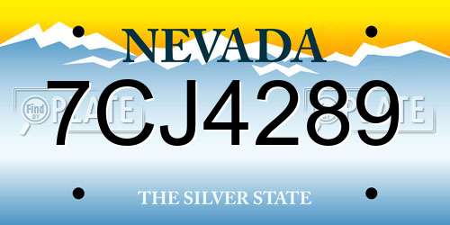 7CJ4289 Nevada License Plate