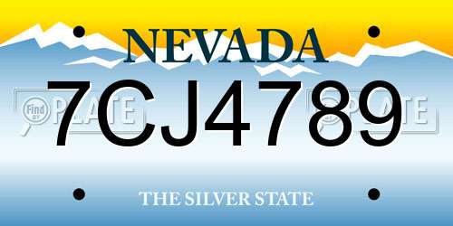 7CJ4789 Nevada License Plate