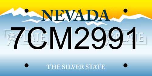 7CM2991 Nevada License Plate