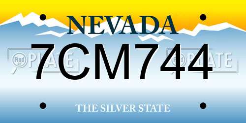 7CM744 Nevada License Plate