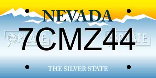 7CMZ44 Nevada License Plate