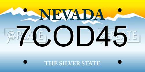 7COD45 Nevada License Plate