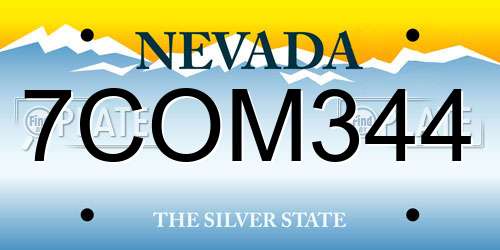 7COM344 Nevada License Plate