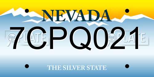 7CPQ021 Nevada License Plate