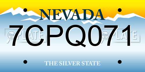 7CPQ071 Nevada License Plate