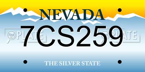7CS259 Nevada License Plate