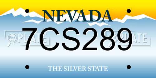 7CS289 Nevada License Plate