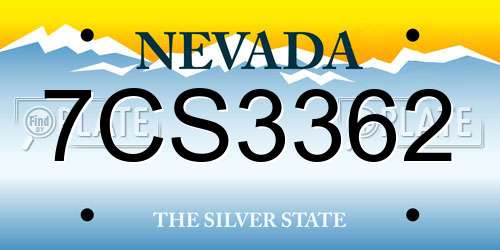 7CS3362 Nevada License Plate