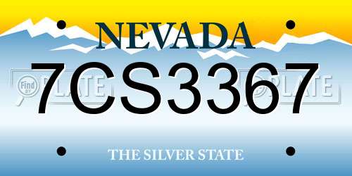 7CS3367 Nevada License Plate