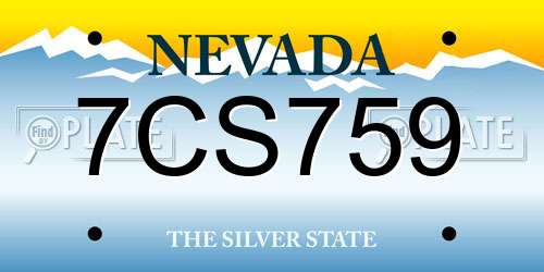 7CS759 Nevada License Plate