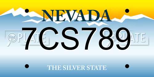 7CS789 Nevada License Plate