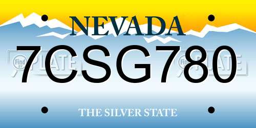 7CSG780 Nevada License Plate